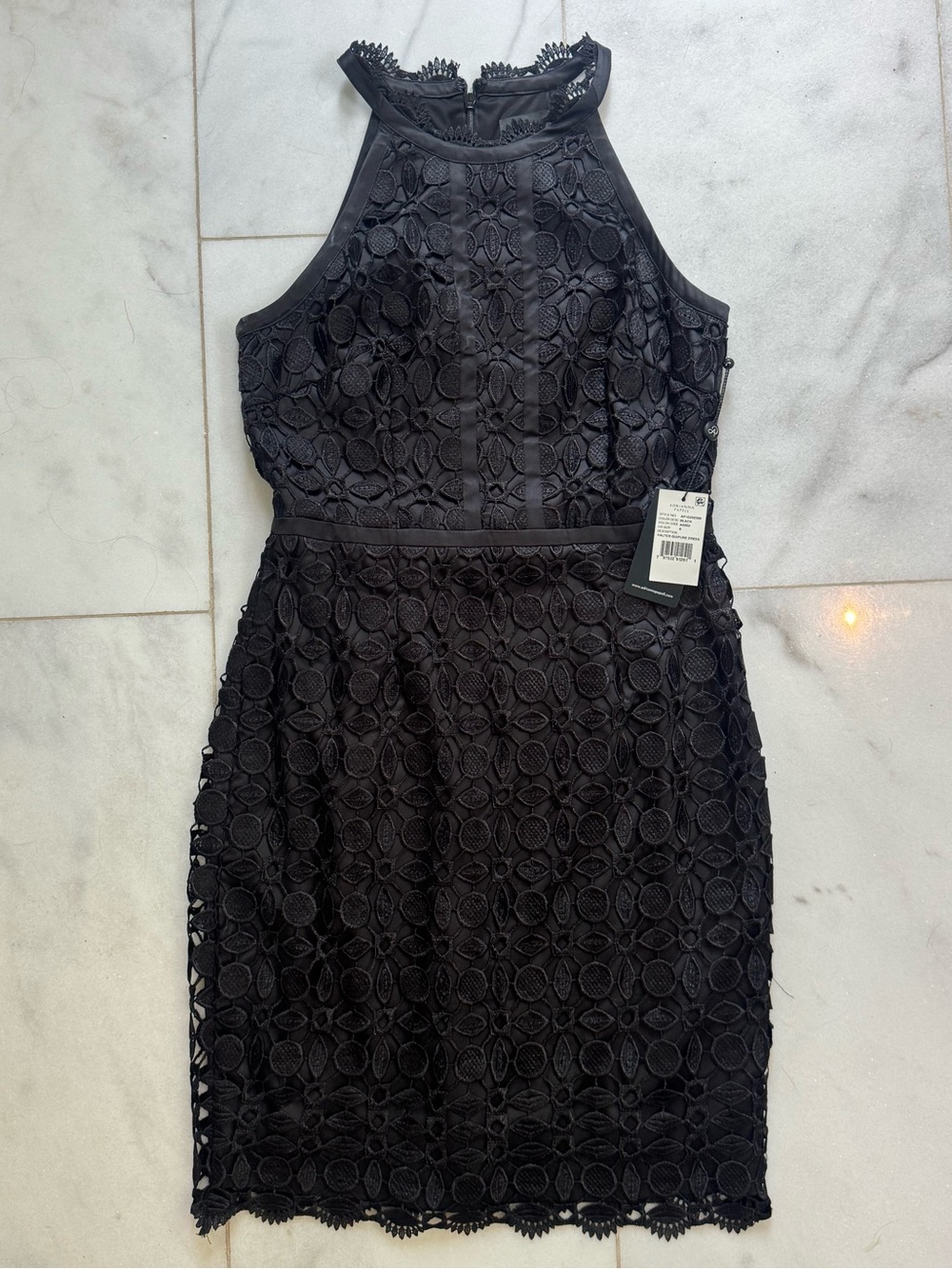 NWT Black Lace Halter Sheath Dress